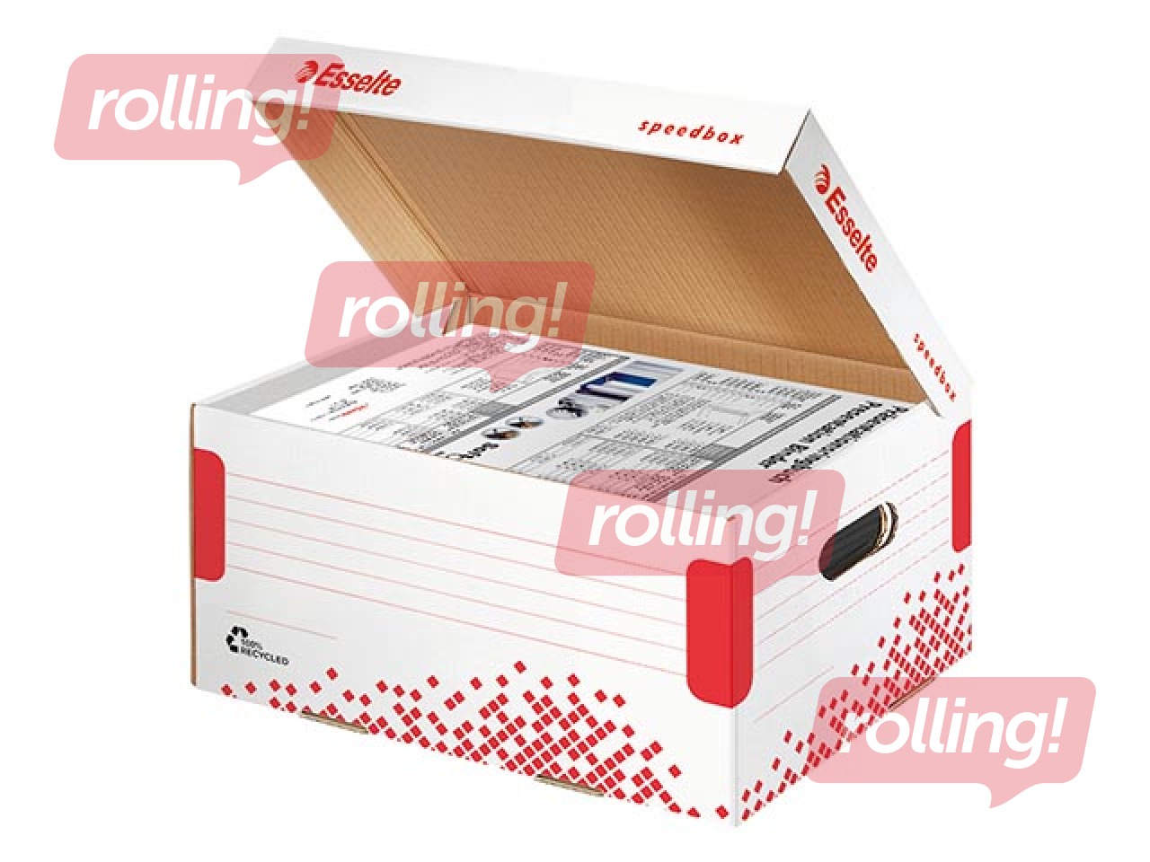 Arhīva kaste ar vāku Esselte Speedbox, A4, kartona, balta