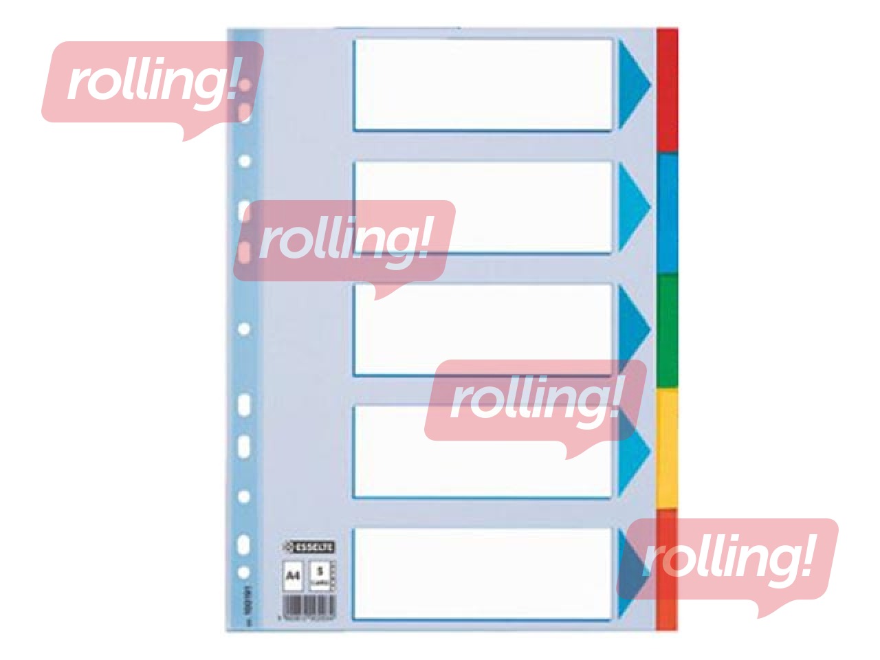 Dokumentu sadalītājs Esselte, kartona, A4, 5 sadaļas, krāsains