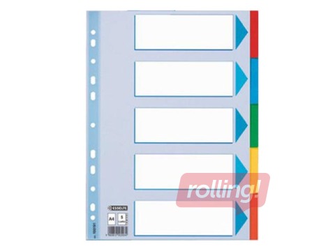 Dokumentu sadalītājs Esselte, kartona, A4, 5 sadaļas, krāsains