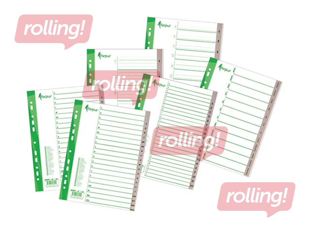 Dokumentu sadalītājs Forpus 1-10,  A4, PP, pelēks