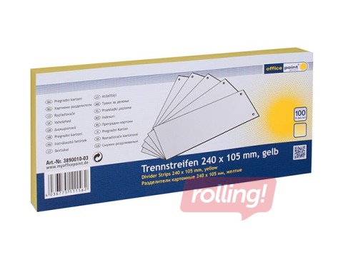 Starplapas Office Point, kartona, 10.5x24cm, dzeltenas, 100 gab.