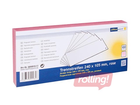 Starplapas Office Point, kartona, 10.5x24 cm, rozā, 100 gab.
