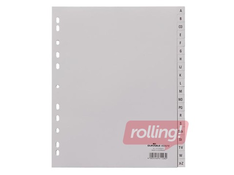 Dokumentu sadalītājs Durable A-Z, A4 +, PP, pelēks