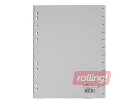 Dokumentu sadalītājs Durable Dec. - Jan., A4, PP, pelēks