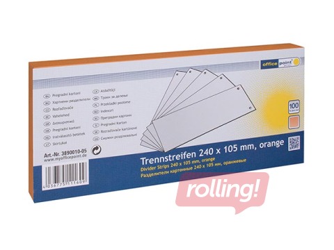 Starplapas Office Point, kartona, 10.5x24 cm, 100 gab., oranžas