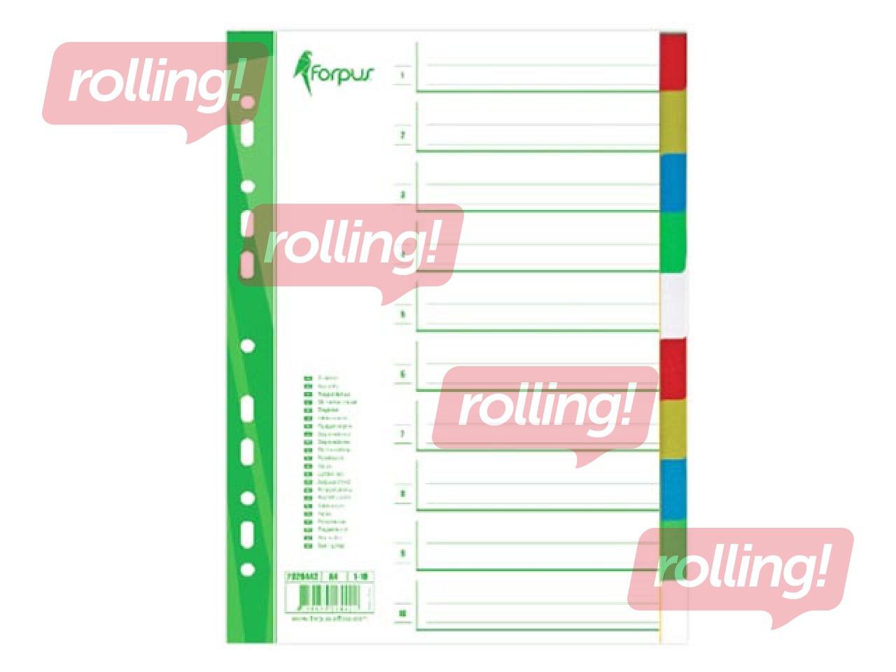 Dokumentu sadalītājs Forpus, A4, 1-20, PP, krāsains