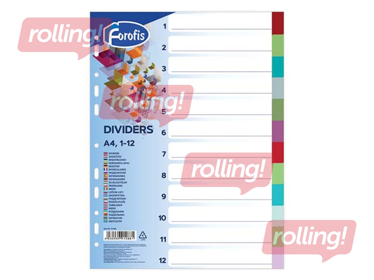Dokumentu sadalītājs Forofis, A4, PP, 12 sadaļas, krāsains