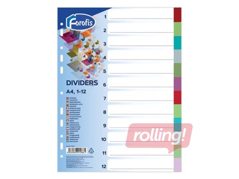 Dokumentu sadalītājs Forofis, A4, PP, 12 sadaļas, krāsains