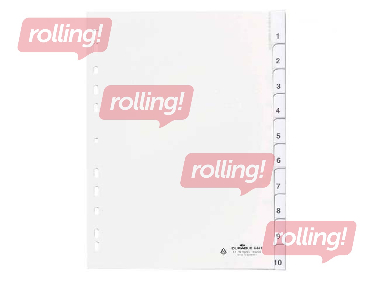 Dokumentu sadalītājs Durable A4 ar 10 nomaināmiem indeksiem, PP, pelēks