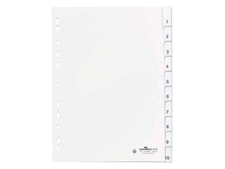 Dokumentu sadalītājs Durable A4 ar 10 nomaināmiem indeksiem, PP, pelēks
