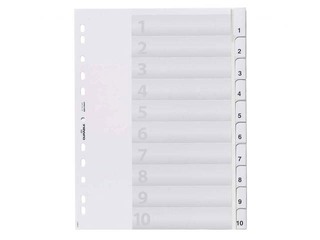 Dokumentu sadalītājs Durable A4 ar 10 nomaināmiem indeksiem, PP, pelēks