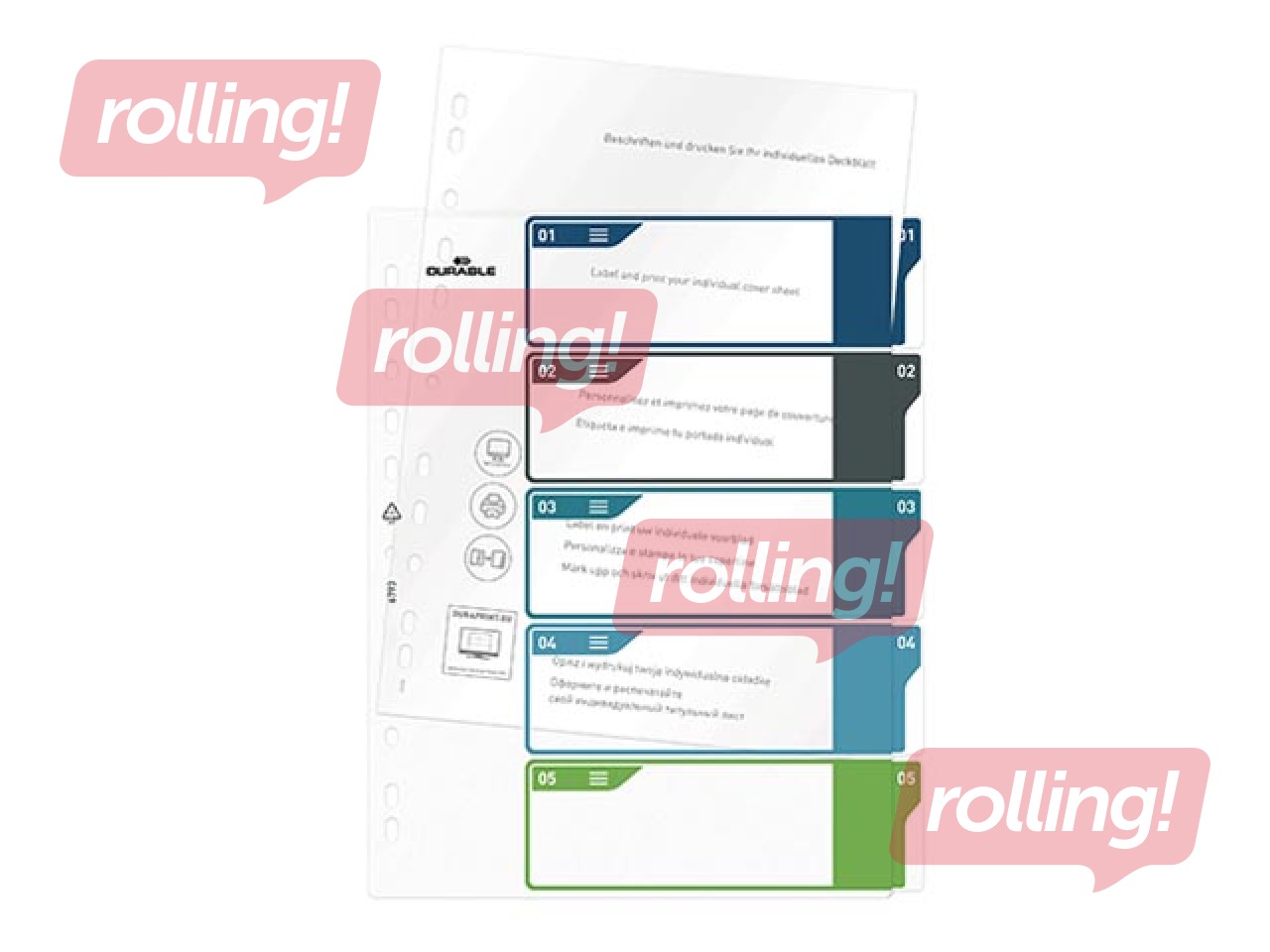 Dokumentu sadalītājs Durable1-5, A4+, PP, krāsains