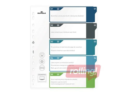 Dokumentu sadalītājs Durable1-5, A4+, PP, krāsains