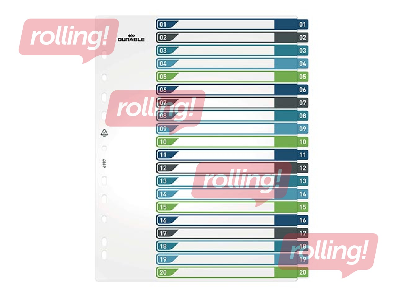 Dokumentu sadalītājs Durable1-20, A4+, PP, krāsains