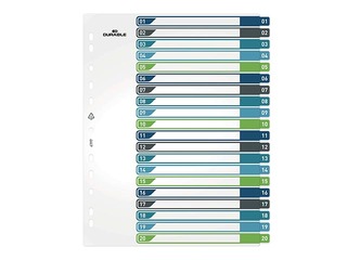 Dokumentu sadalītājs Durable1-20, A4+, PP, krāsains