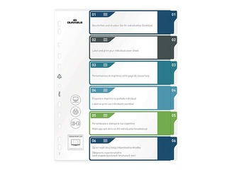 Dokumentu sadalītājs Durable1-6, A4+, PP, krāsains
