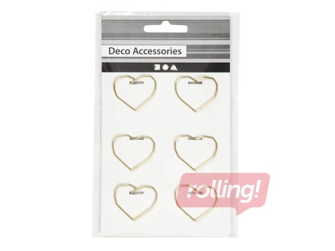 Saspraudes Sirds, zelta, 30x20mm, 6 gab.