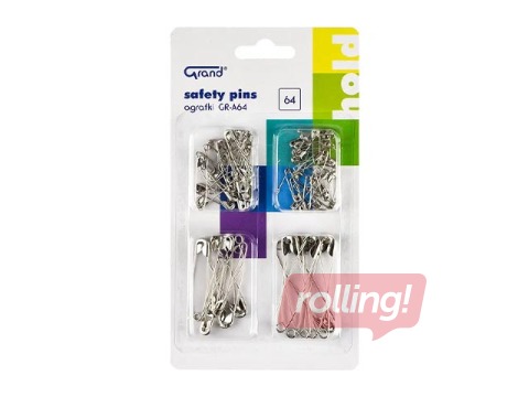 Angļu saspraudes, dažādi izmēri, 64 gab.