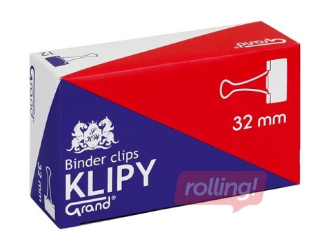 Klipši papīram Grand, 32 mm, 12 gab., melni