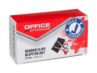 Klipši papīram Office Products, 25mm, melni, 12 gab.