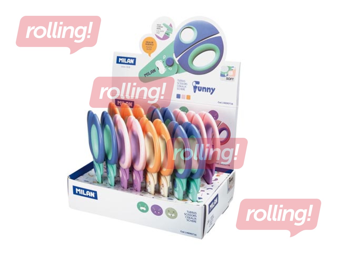 Šķēres maziem bērniem Milan, Funny, krāsainas, 2.2cm