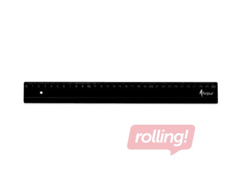 Lineāls Forpus, plastmasas, melns, 30cm