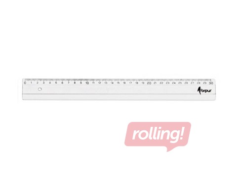 Lineāls Forpus, plastmasas, caurspīdīgs, 30cm