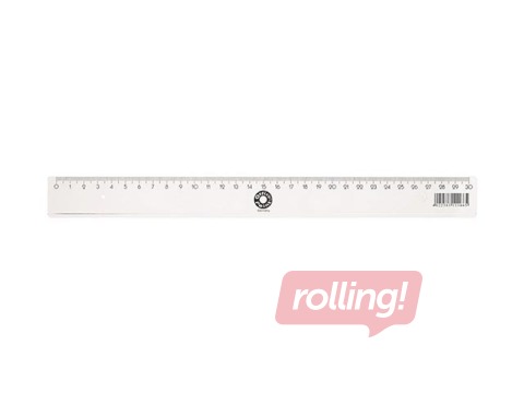 Lineāls 20 cm Office Point, plastmasas, caurspīdīgs