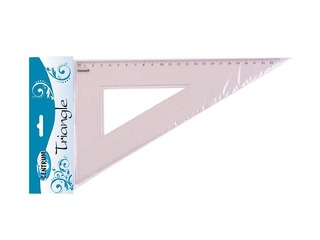 Lineāls - trīsstūris, plastmasas, caurspīdīgs, 60°, 23cm