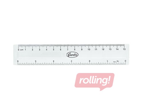 Lineāls Forofis, plastmasas, caurspīdīgs, 15cm