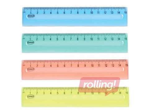 Lineāls Centrum, plastikāta, dažādas krāsas, 15cm