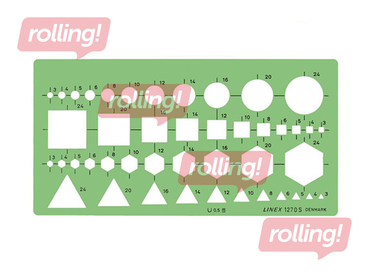 Lineāls- trafarets, figūras, Linex, 100x195mm