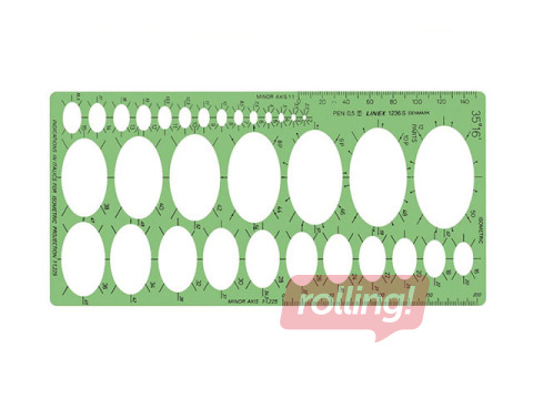 Lineāls- trafarets, elipses, Linex, 128x200mm