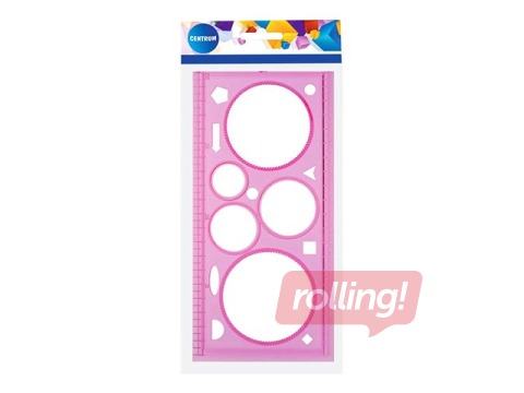 Lineāls-trafarets, figūras, rozā, 100x200mm