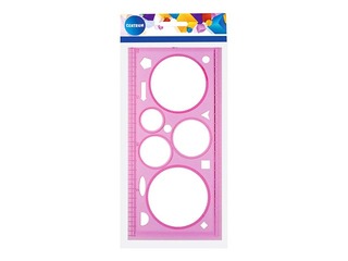 Lineāls-trafarets, figūras, rozā, 100x200mm