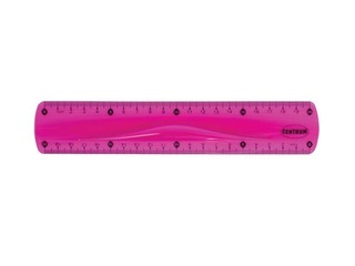 Lineāls Centrum Soft  ABS, 20 cm, lokans, rozā