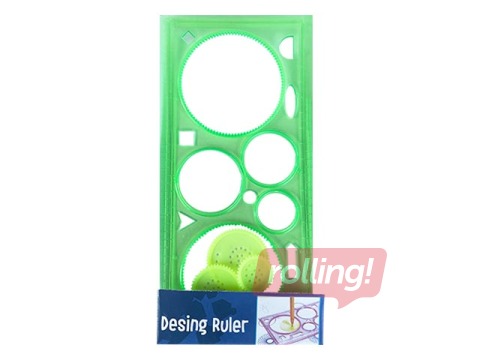 Lineāls-trafarets, figūras, zaļš, 100x200mm