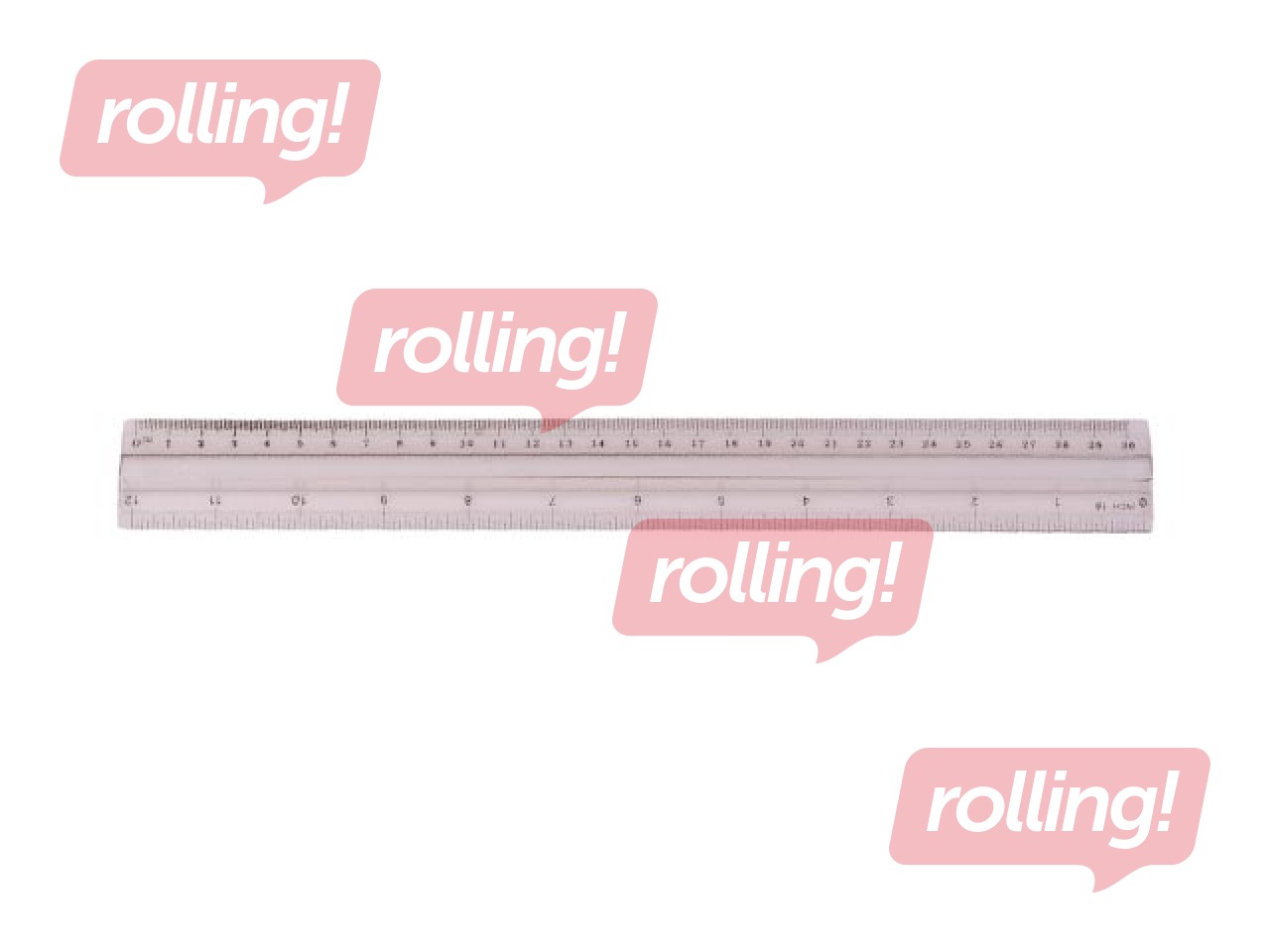 Lineāls Centrum ar rokturi, plastmasas, caurspīdīgs, 30cm