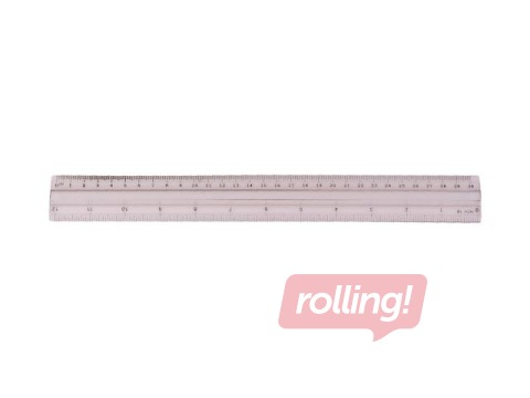 Lineāls Centrum ar rokturi, plastmasas, caurspīdīgs, 30cm