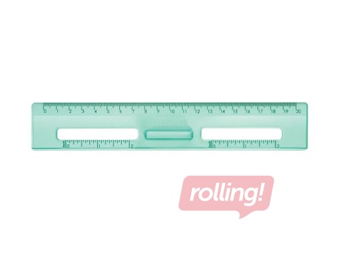 Lineāls Milan New Look, plastmasas, caurspīdīgs, zaļš, 20cm