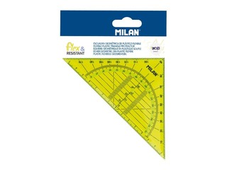 Trīsstūra lineāls + transportieris Milan, dzeltens, 14cm, 180°