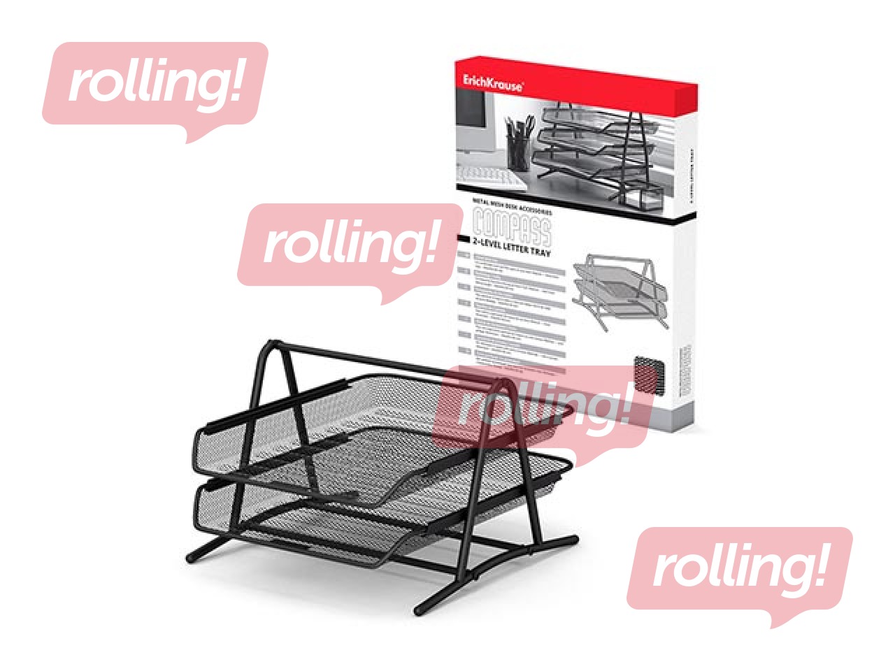 Dokumentu plauktu komplekts ErichKrause, metāla, 2 plaukti, melns