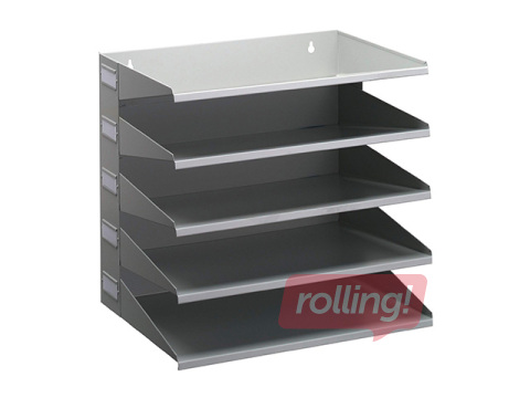 Dokumentu plauktu komplekts, Durable, atvērums platākajā malā, pelēks, A4