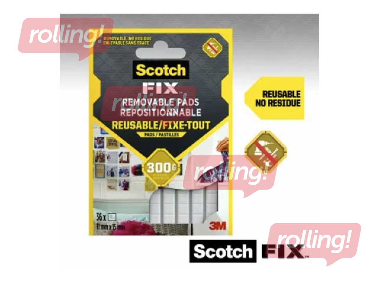 Līmējoša masa Scotch, 11mm x 15mm, 36 gab.