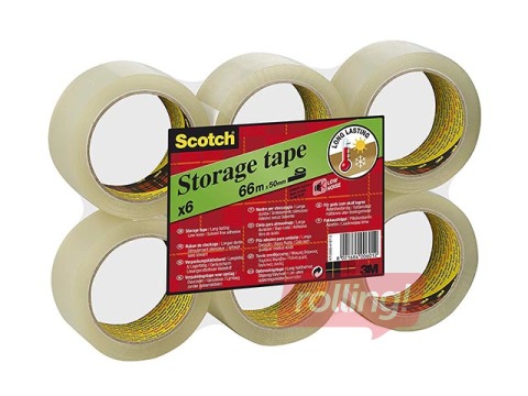 Līmlente 3M Scotch Storage Low-noise iepakošanas līmlente caurspīdīga, 50mm x 66m