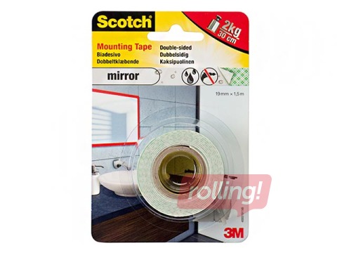 Līmlente abpusēja 3M Scotch, Bath & Mirror, 19 mm x 1.5 m