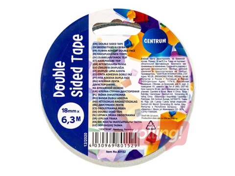 Līmlente abpusēja, Centrum, 18mm x 6.3m