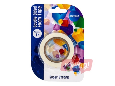 Līmlente abpusēja, Centrum, putu, 12mm x 1m