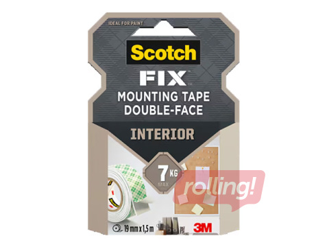 Abpusēja līmlente, Scotch, montāžas, caurspīdīga, 19mm x 1.5m