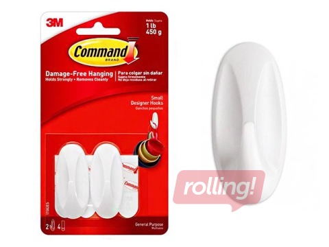 Pakaramais Command S, plastmasas, pielīmējams, balts